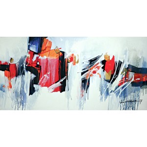 Mashkoor Raza, 24 x 48 Inch, Oil on Canvas, Abstract Painting, AC-MR-078